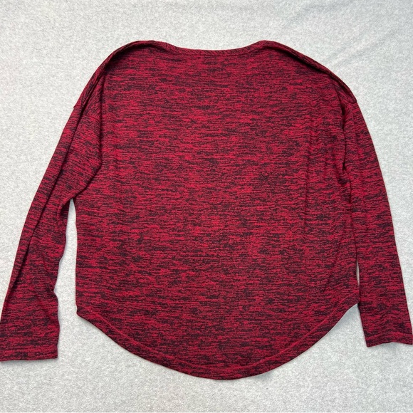 Rag & Bone Top Womens Medium Red Black Space Dye Knit Rayon Stretch Long Sleeve - Picture 6 of 6